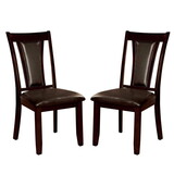 Set of 2 Padded Espresso Leatherette Side Chairs in Dark Cherry Finish B016P156836