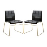 Set of 2 Leatherette Upholstered Side Chairs in Black and Chrome B016P156845