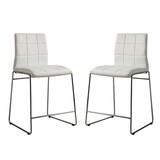 Set of 2 Leatherette Upholstered Counter Hight Chairs in White and Chrome B016P156846