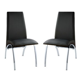 Leatherette Upholstered Side Chairs in Black and Chrome, Set of 2 B016P156848