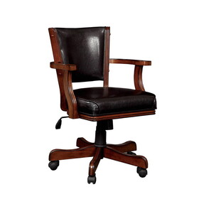 Leatherette Arm Chair with Casters in Cherry and Espresso B016P156862