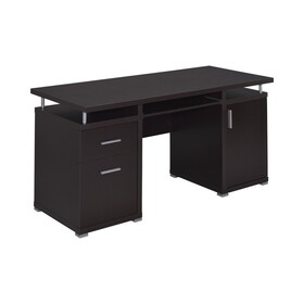 Computer Desk with 2 Drawers and Cabinet in Cappuccino B016P162591