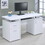 Computer Desk with 2 Drawers and Cabinet in White B016P162593