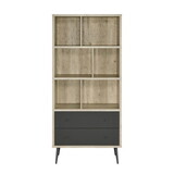 3-shelf Engineered Wood Bookcase with 2 Drawers in Antique Pine and Grey B016P164664