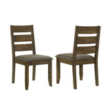 Set of 2 Upholstered Seat Dining Chairs in Knotty Nutmeg Finish B016P223095