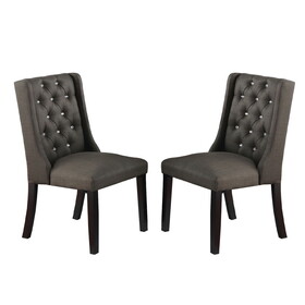 Set of 2 Polyfiber Upholstered Dining Chairs, Espresso B016P226022