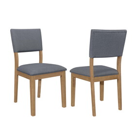 Set of 2 Blue Fabric Upholstered Dining Chairs, Brown B016P227282