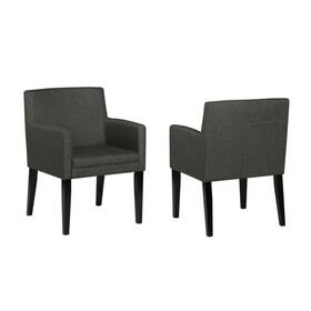 Set of 2 Charcoal Grey Fabric Upholstered Dining Arm Chairs, Grey B016P227286