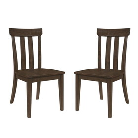 Set of 2 Slat Back Wooden Dining Chairs, Brown Oak B016P227295