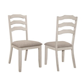 Set of 2 Dining Chairs with Padded Seat, Rustic Cream B016P227302