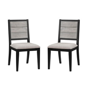 Set of 2 Dining Chairs with Upholstered Seat, Grey and Black B016P227318