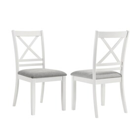 Set of 2 Light Gray Upholstered Dining Chairs, White B016P227357