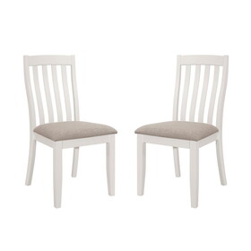 Set of 2 Light Brown Upholstered Dining Chairs, Off White B016P227369