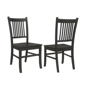 Set of 2 Slat Back Wooden Dining Chairs, Matte Black B016P227380