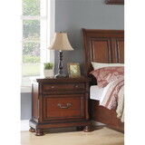 Rubber Wood 2 Drawers Nightstand in Antique Cherry Finish B016P251353