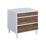 Two-tone Finish Nightstand with 3 Drawers, White and Weathered Oak B016P256489