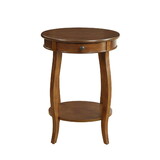 Round Top Accent Table with 1 Drawer and Open Storage, Walnut B016P310496