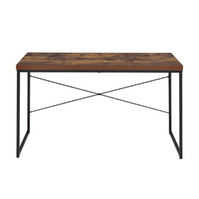 Rectangular Top Writing Desk with Metal Legs, Weathered Oak and Black B016P311298