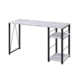 Rectangular Writing Desk with 2 Tier Shelf, Antique White and Black B016P312631