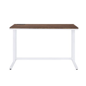 Rectangular Writing Desk with USB Port and Plug, Walnut and White B016P312843
