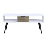 Rectangular Coffee Table with 1 Storage Drawer, White and Black B016P312874