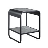 Metal Frame End Table with Bottom Shelf, Concrete Gray and Black B016P323423