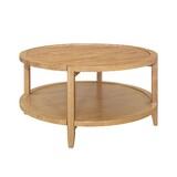 Round Wooden Coffee Table with Bottom Shelf, Maple Brown B016P378144