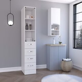 2 Piece Bathroom Set, Magna Linen Cabinet + Savona Medicine Cabinet, White B0200S00212