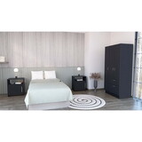 3 Piece Bedroom Set, Cartagena Armoire + 2 Omaha Nightstands, Black B0200S00245