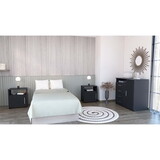 3 Piece Bedroom Set, Rioja 4 Drawer Dresser + 2 Omaha Nightstands, Black B0200S00248