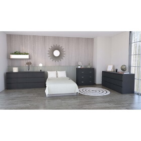 3 Piece Bedroom Set, 2 Cocora 6 Drawer Double Dressers + Capri Three Drawer Dresser, Black B097S00065