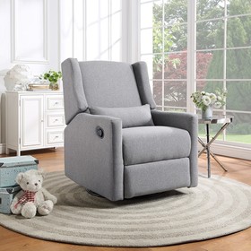 Pronto Swivel Glider Recliner with Pillow Rich Gray Fabric B02257237