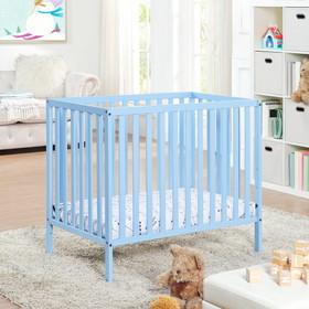 Palmer 3-in-1 Convertible Mini Crib Baby Blue w/ mattress pad B02263645