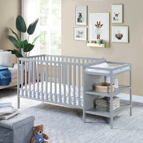 Palmer 3-in-1 Convertible Crib and Changer Combo Gray B02263650