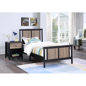 Connelly Reversible Panel Twin Bed Black/Vintage Walnut B02263748