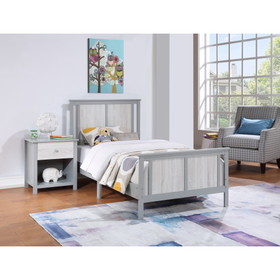 Connelly Reversible Panel Twin Bed Gray/Rockport Gray B02263749