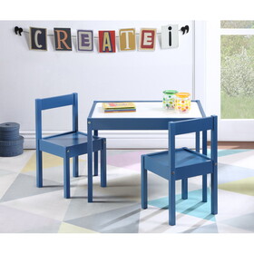 Gibson 3-Piece Dry Erase Kids Table & Two Chair Set, Dark Blue