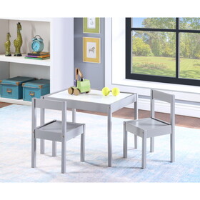 Gibson 3-Piece Dry Erase Kids Table & Two Chair Set, Gray