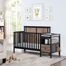 Connelly 4-in-1 Crib and Changer Combo Black/Vintage Walnut B022P204836