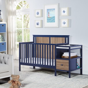 Connelly 4-in-1 Crib and Changer Combo Midnight Blue/Vintage Walnut B022P204837