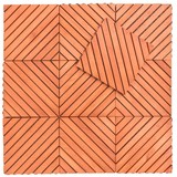 Outdoor Patio 12-Diagonal Slat Eucalyptus Interlocking Deck Tile (Set of 10 Tiles) B02746845