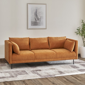 VIFAH SIGNATURE Italian design premium farbic 82-inch sofa with throw pillows - Burnt Orange B02749286