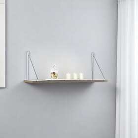 Palmer Floating Wall Decor Wall Mounted Rustic Decorative Hanging Metal Bracket Single Shelf for Books, White/Chrome
