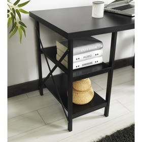 Furnish Home Store Buket Metal Frame 60" Extra Wide Wood Top 4 Shelves Writing and Computer Desk for Home Office, Black B02964503