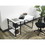 Furnish Home Store Sage Black Metal Frame 47" Wooden Top 2 Shelves Writing and Computer Desk for Home Office, White B02964512