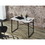 Furnish Home Store Lator Black Metal Frame 35" Wooden Top Small Writing and Computer Desk for Teens Bedroom, White B02964515