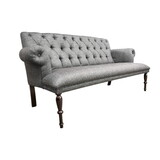 66" Modern Loveseat, Tufted Back, Fabric Upholstered 2-Seat Sofa, Loveseat with Wooden Legs, Grey