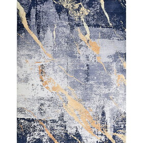 ZARA Collection Abstract Design Blue Gray Yellow Machine Washable Super Soft Area Rug B030115635