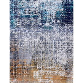 ZARA Collection Abstract Design Turquoise Gray Rust Machine Washable Super Soft Area Rug B030115636