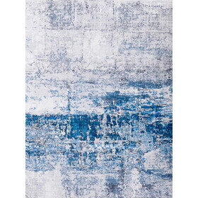 ZARA Collection Abstract Design Gray Turquoise Machine Washable Super Soft Area Rug B030115651